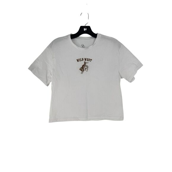 Organic Generation Women's White Wild West Embroidered Crop Top Shirt Size Small - Picture 1 of 3